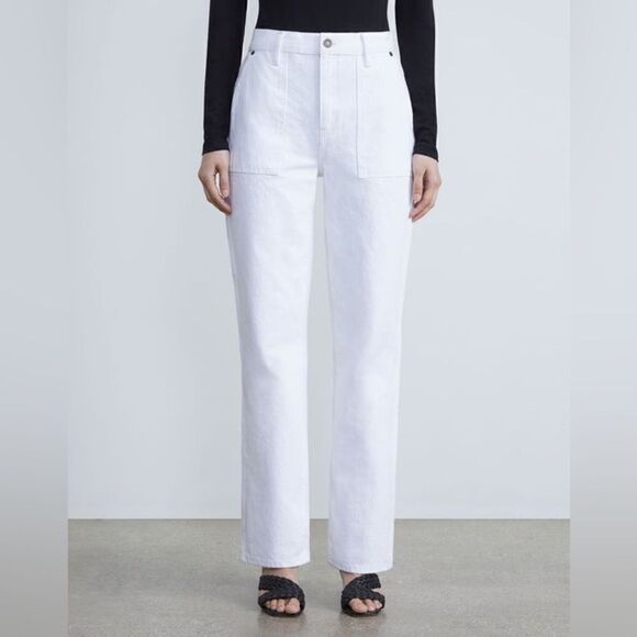Lafayette 148 NWT DENIM WYTHE JEAN in White Size 32 - Picture 1 of 7
